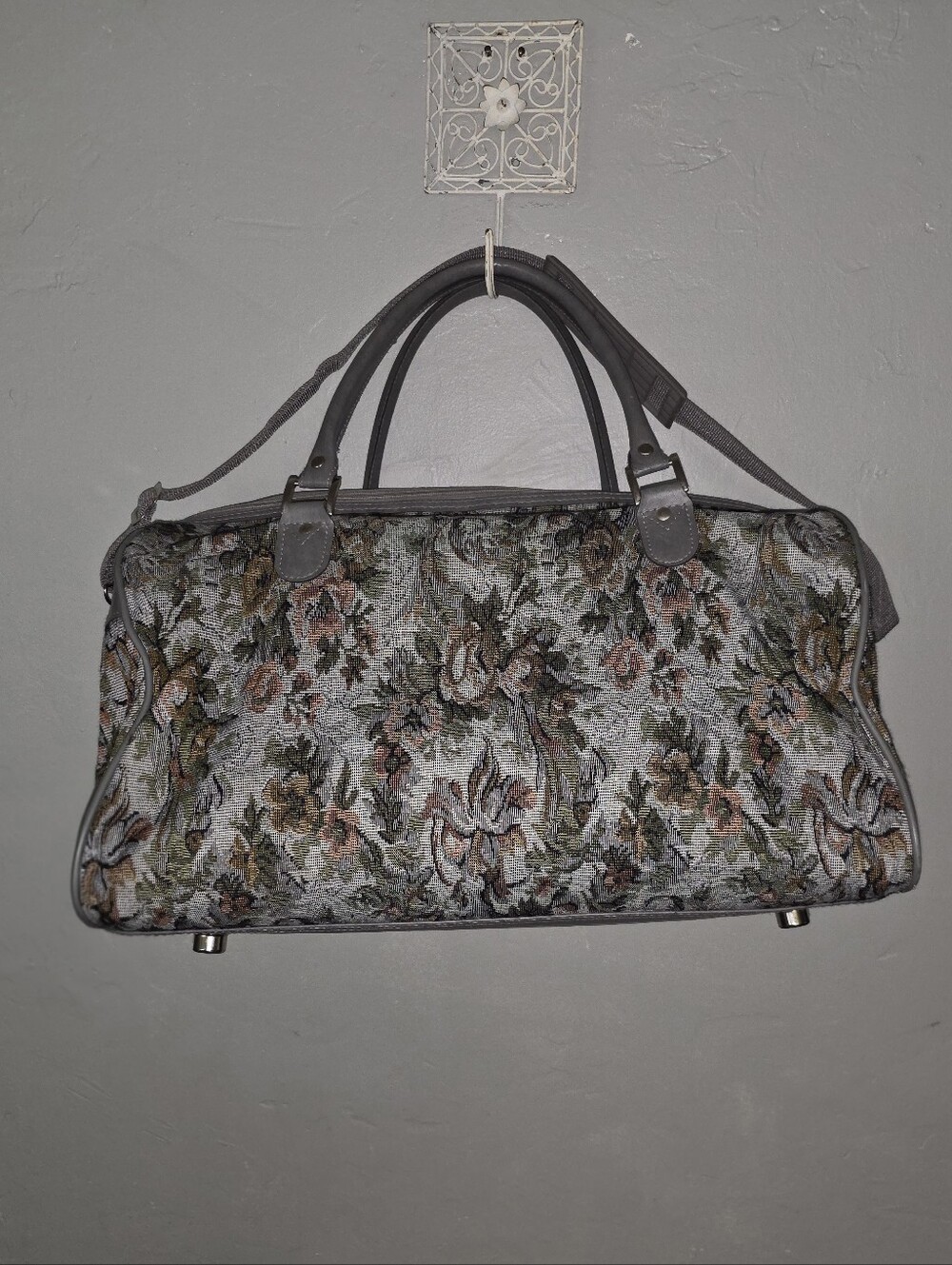Vintage American Flyer 1980s Floral Canvas Duffle Travel Weekend Bag - Picture 2 of 11